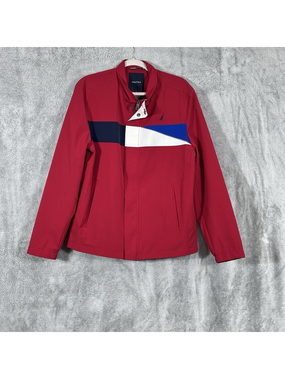 Nautica Men’s Size Med. Heritage Signal Flag Windbreaker Jacket Red/White/Blue